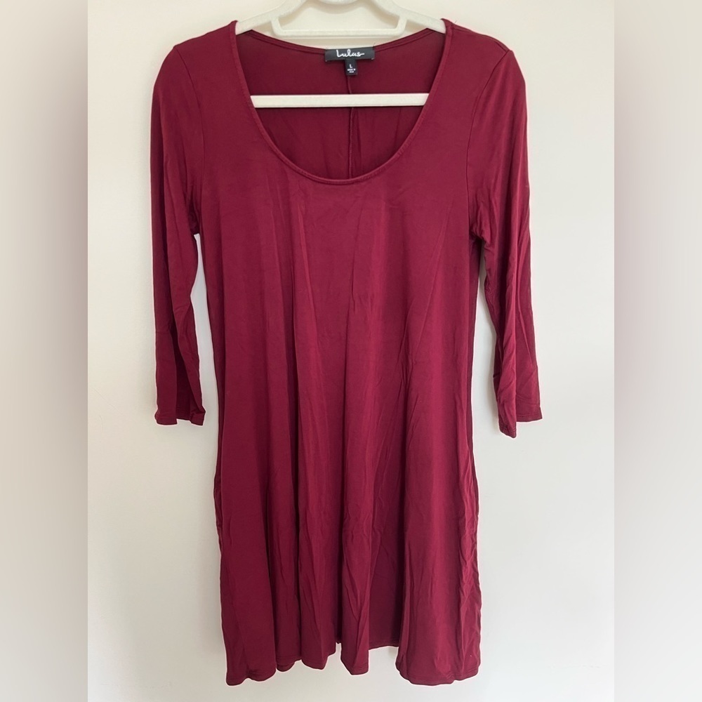 Lulus Twirl Power Wine Red Swing Dress Size Large